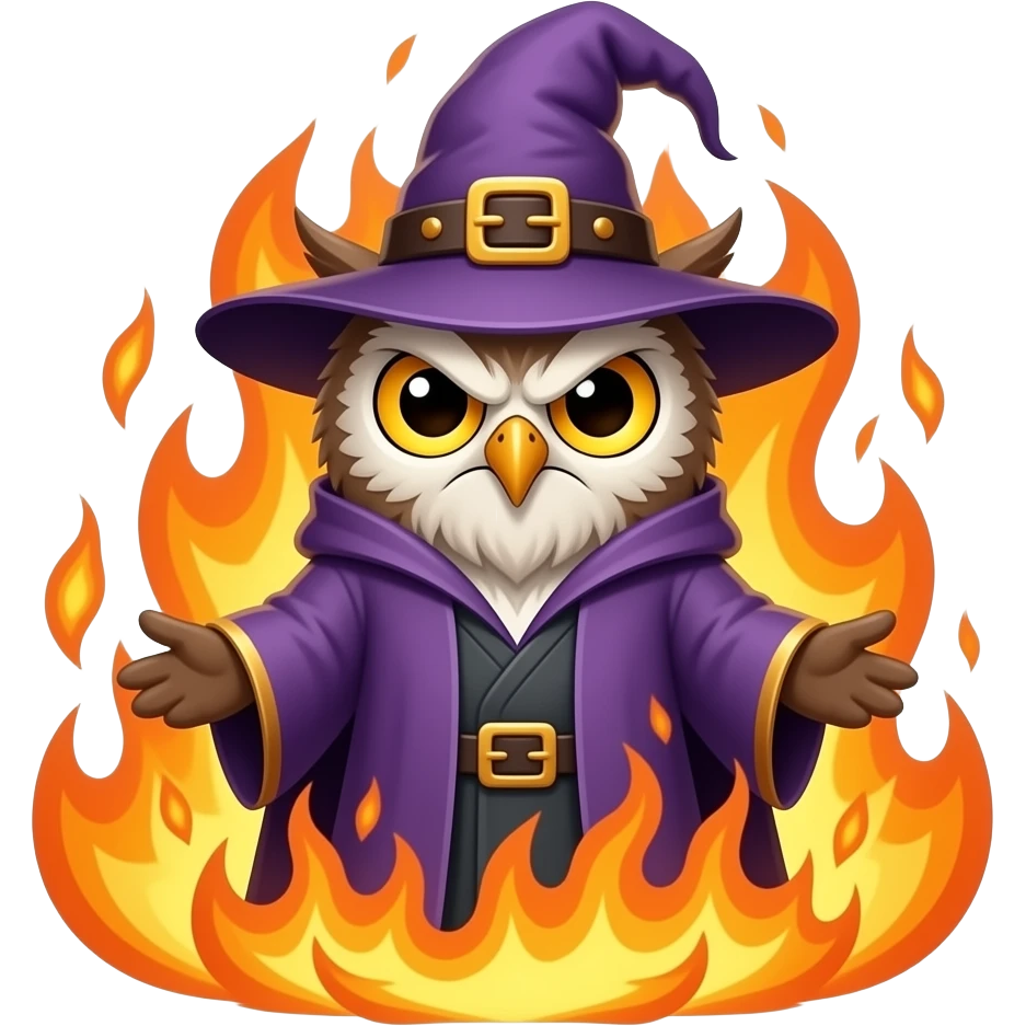 owl wizard angry fire emoji