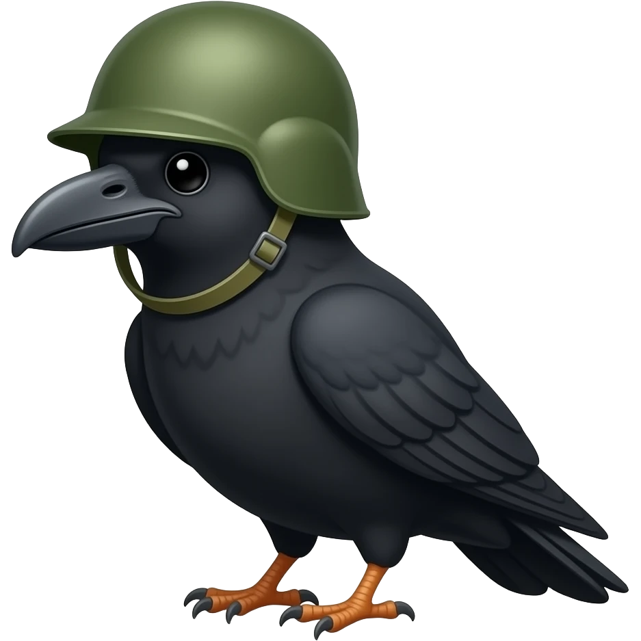Crow with army helmet emoji