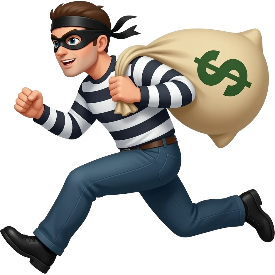 Robber running with the money sack emoji