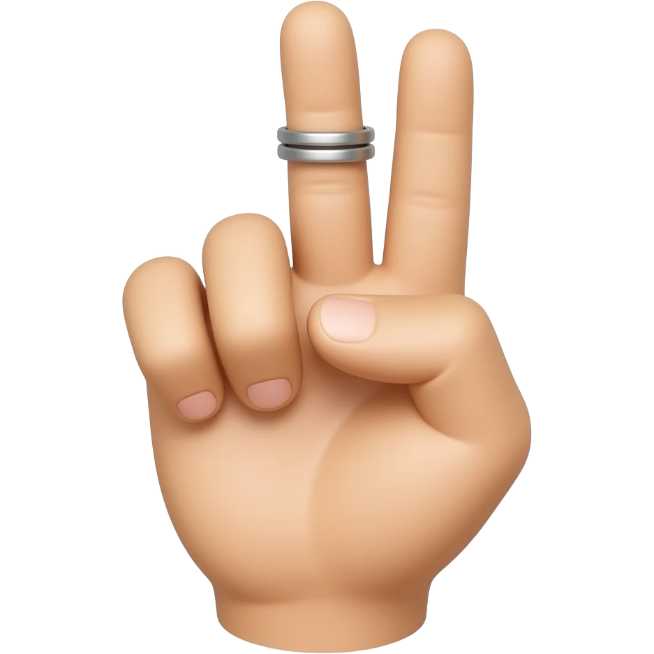 The middle finger and ring finger tap together to make a W form emoji