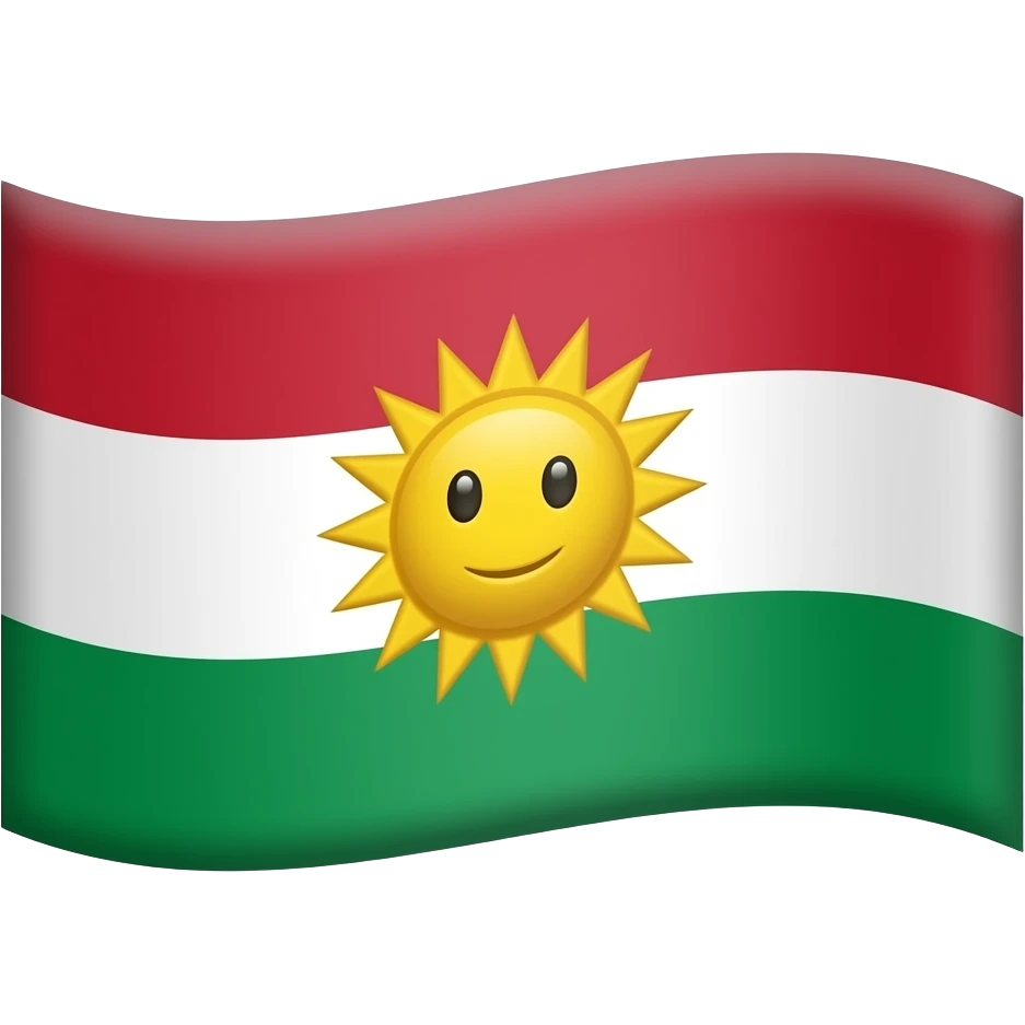 یک پرچم بساز بالاش قرمز پایین سفید و آخرش سبز و و  وسطش شیرو خورشید emoji
