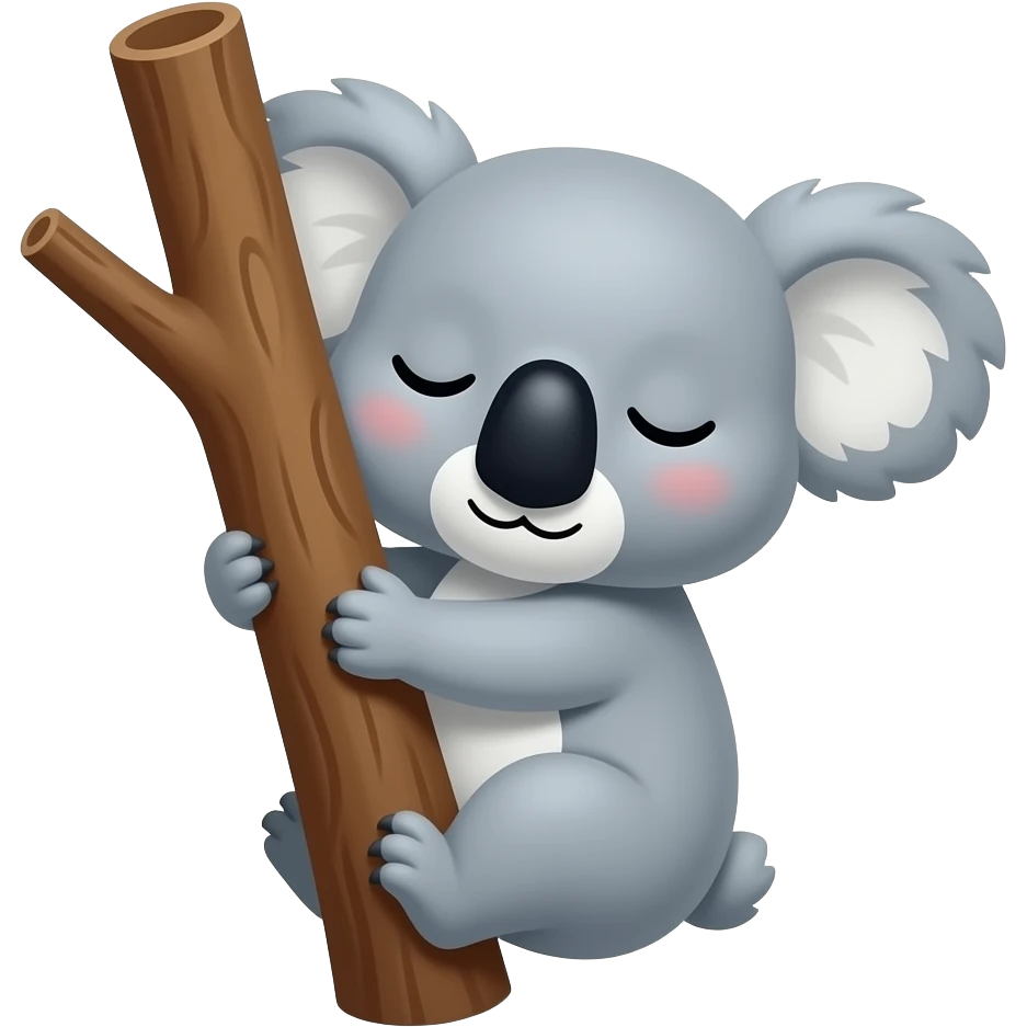 ایموجی یه کوالا کوچولو بامزه که از درخت آویزون شده وخوابه emoji