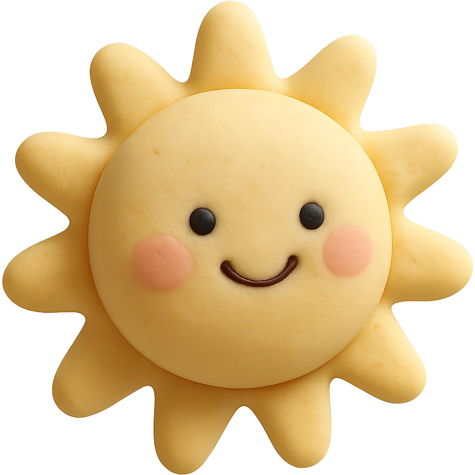 pastel yellow, cute, plump summer sun emoji