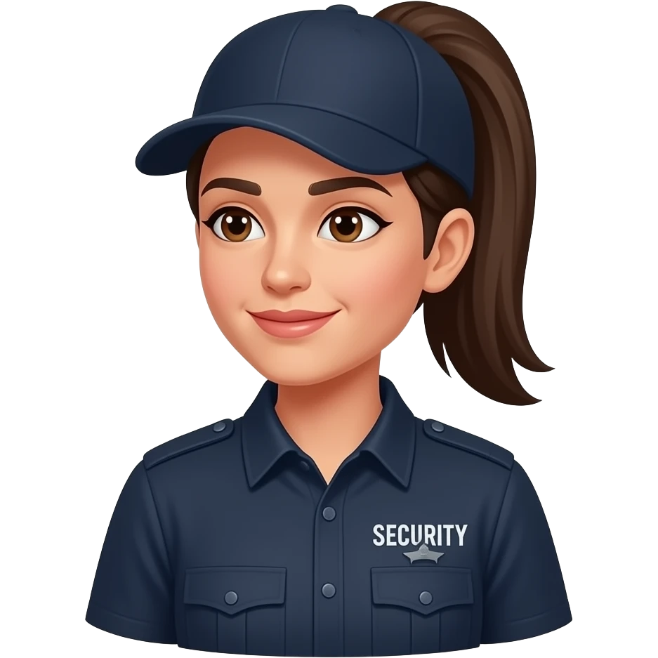 Mujer,  de seguridad privada pelo mono y largo emoji