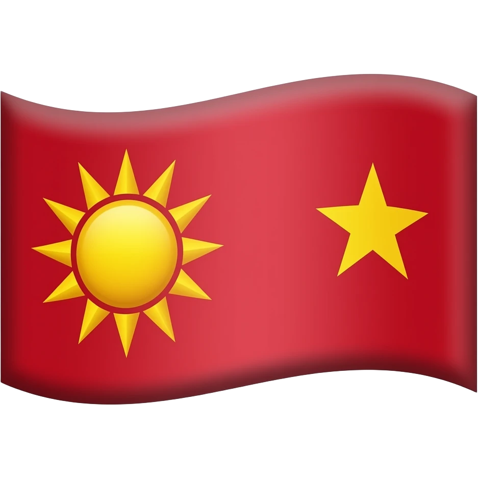 Bana bir bayrak yap yanlar kırmızı olsun ve orta kısmı sarı olsun bayrağın orta renginin yani sarı renginin içinde solda güneş sarı renginin içinde de sağda bir yıldızlı hilal olsun emoji