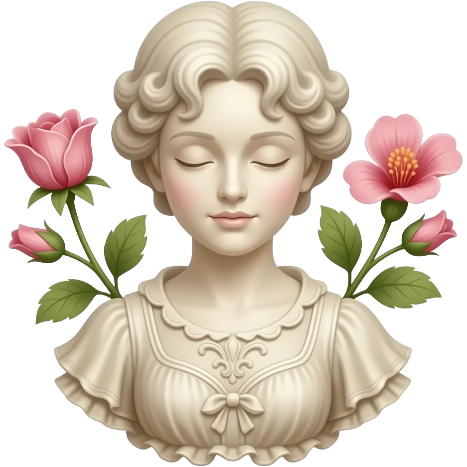 vintage rococo beige dainty floral statue emoji