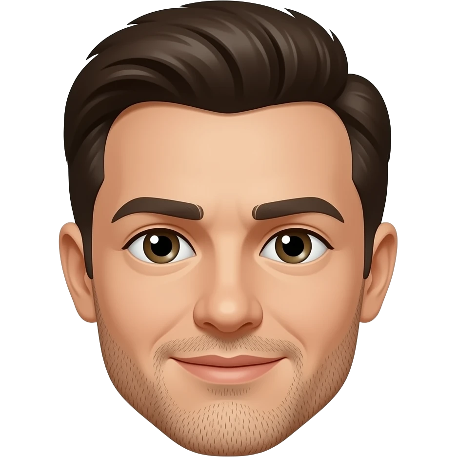 Create high-quality glossy emojis with a vibrant modern style.Make the emojis look premium, shiny, and eye-catching with bright highlights, smooth gradients, soft reflections, and glowing details.man face edgeemoji emoji
