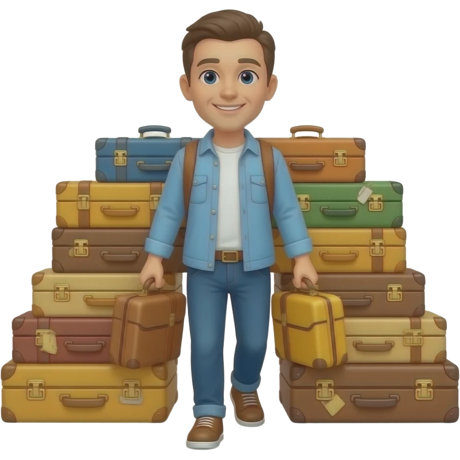 Travelling carrying  lots of luggage emoji