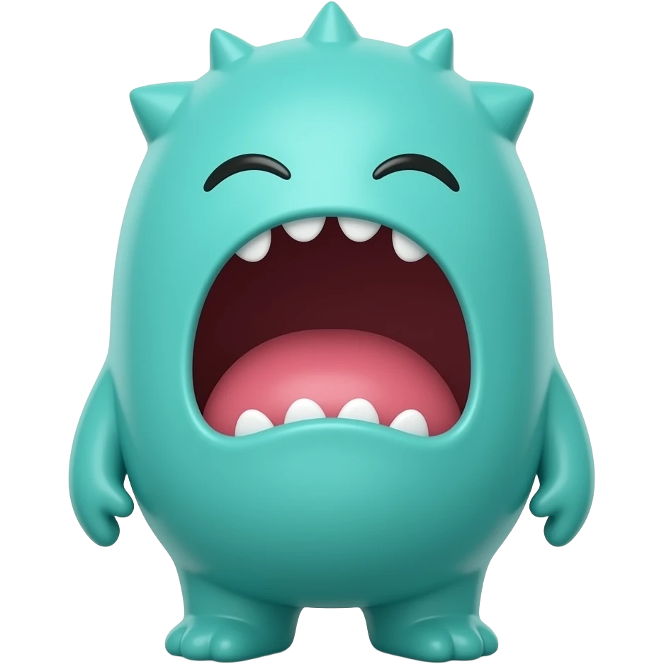 Tiny teal creature screaming dramatically emoji
