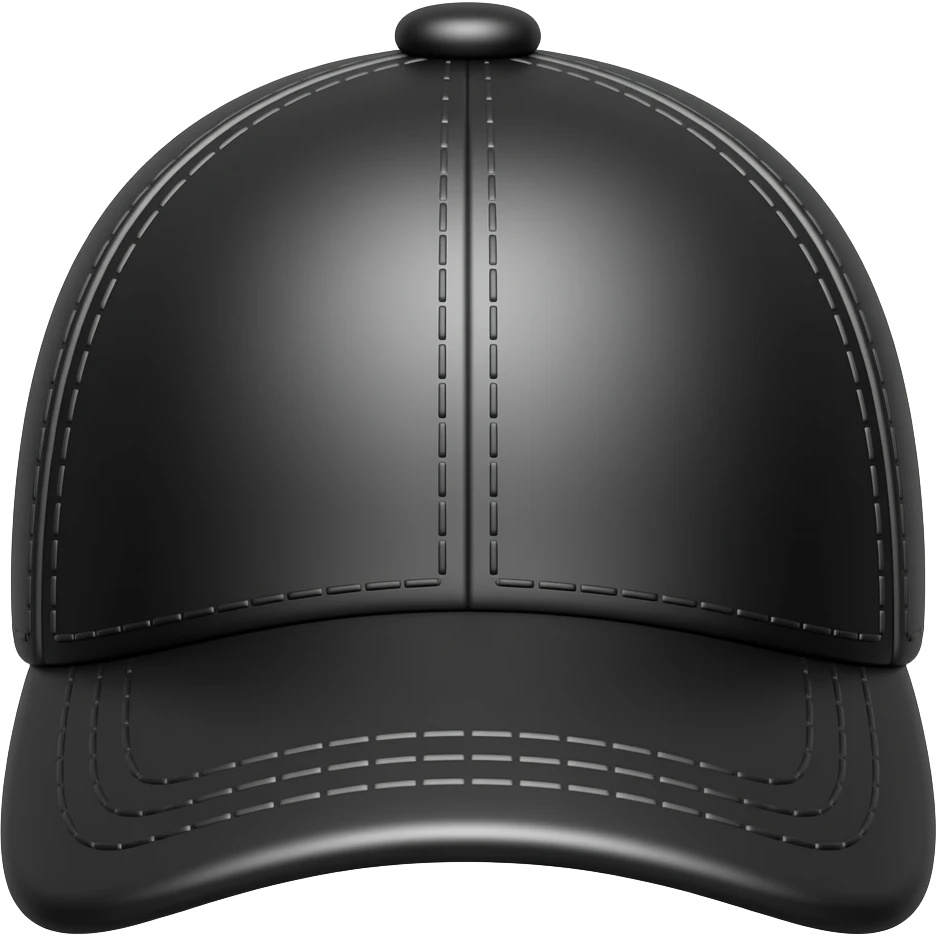 iOS-like 3D street hip-hop cap icon, black flat-brim snapback cap only, minimal glossy emoji style, clean white background, centered. No face, no head, no character. emoji