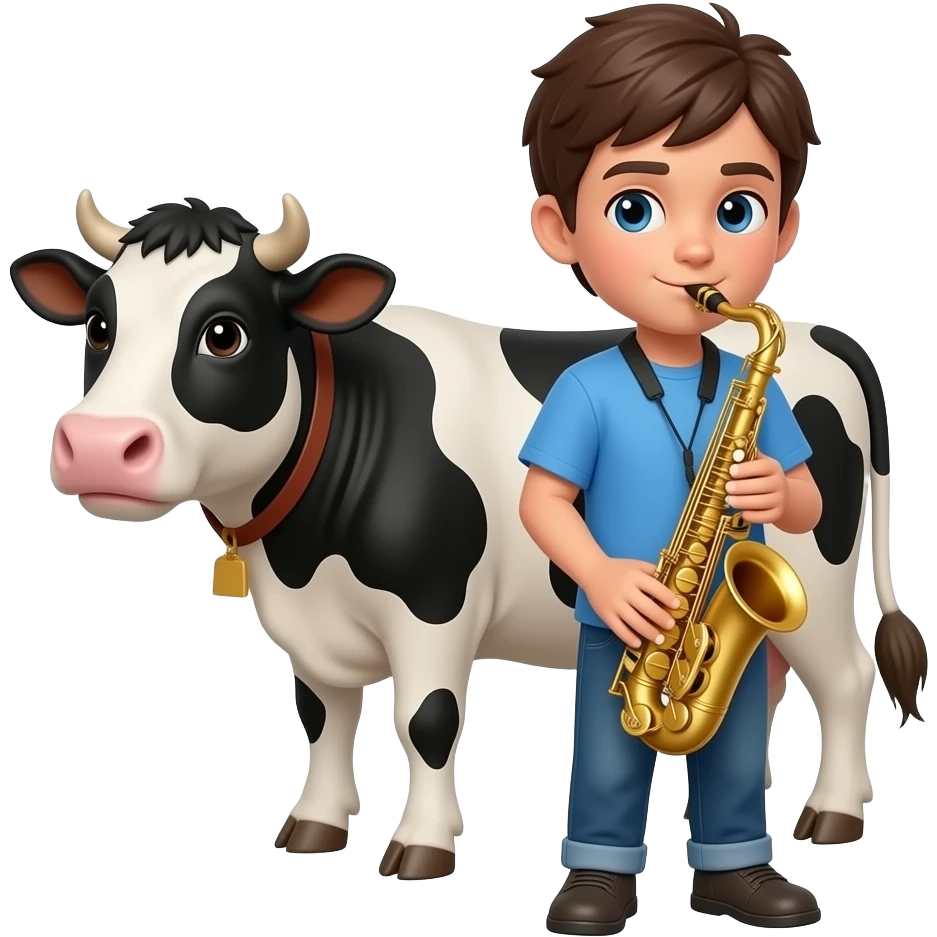 Мальчик саксофон корова emoji