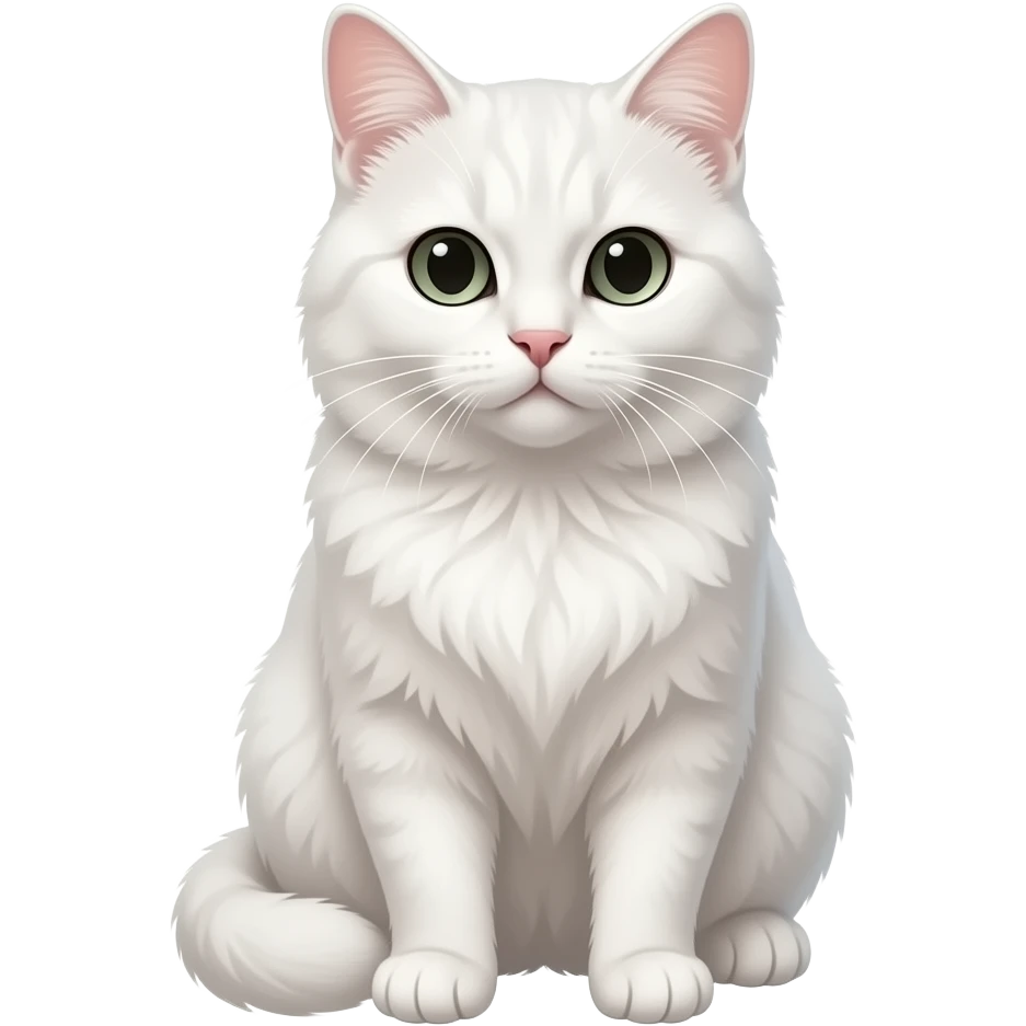 Realistic sitting beautiful fine aesthetic white cat emoji