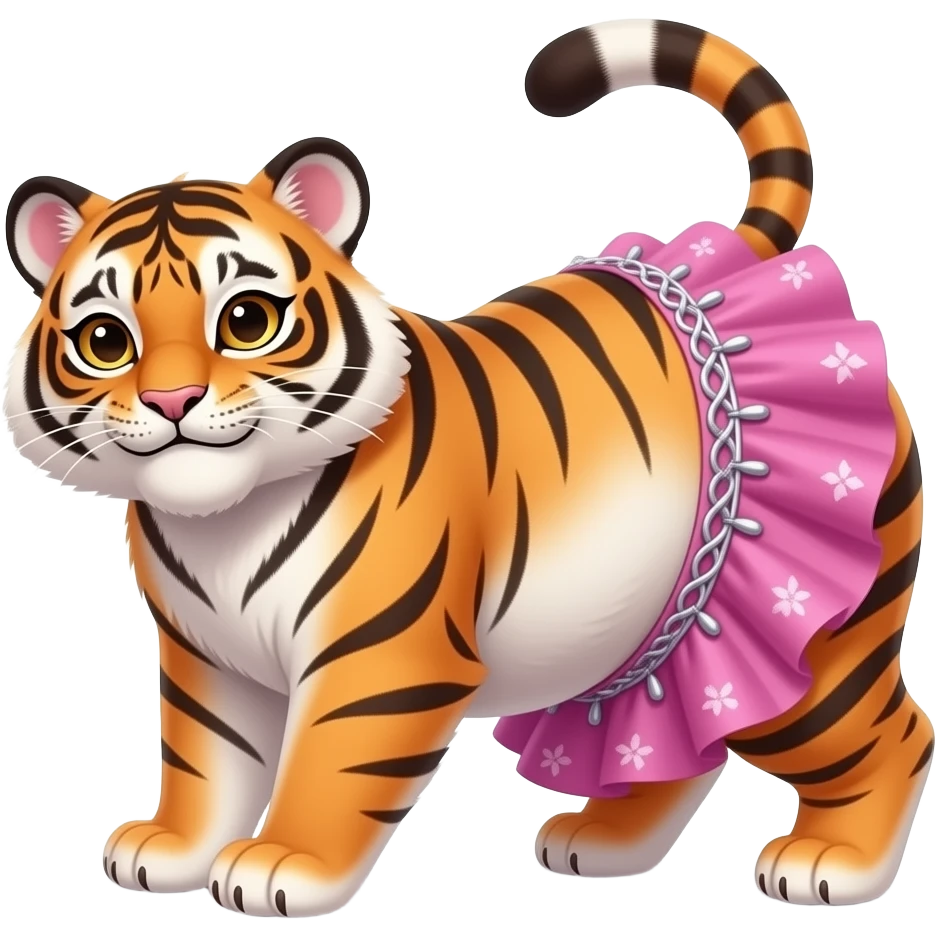 A chubby female tiger cub belly dancer,after a hefty brunch meal she is full & fat,Starting off with a stretch routine,she sticks out her plump tummy as far forward and downward as possible she can,then plays a slapping sound game on her fat tummy like drum solo,her bellybutton is poking out. emoji