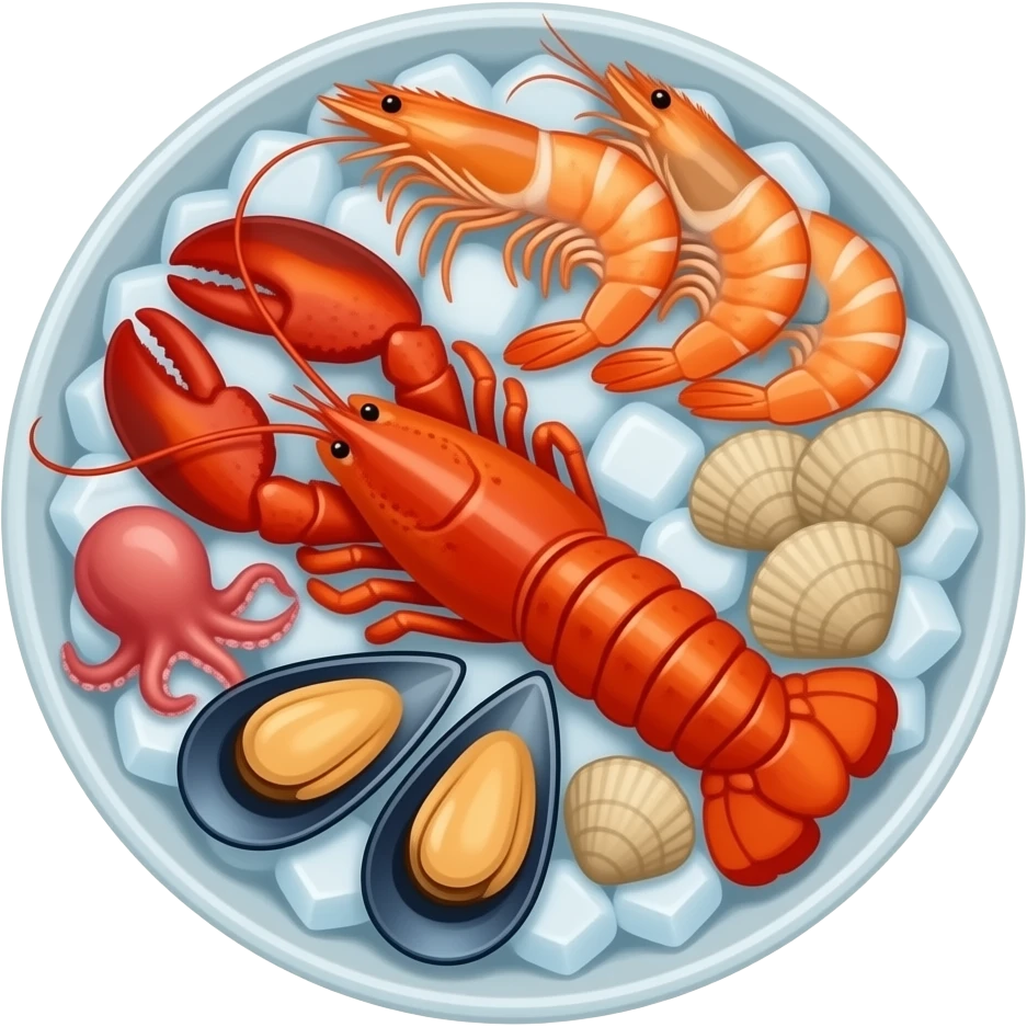 vector flat seafood emoji