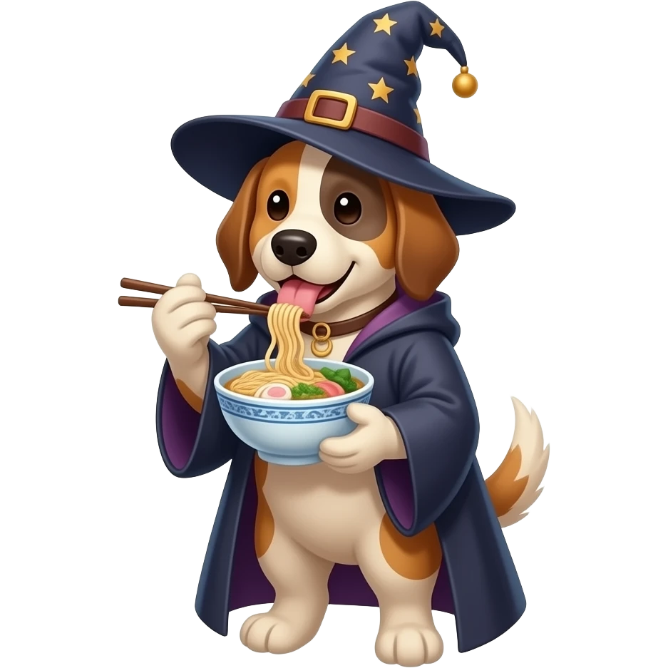dog wizard eating ramen emoji