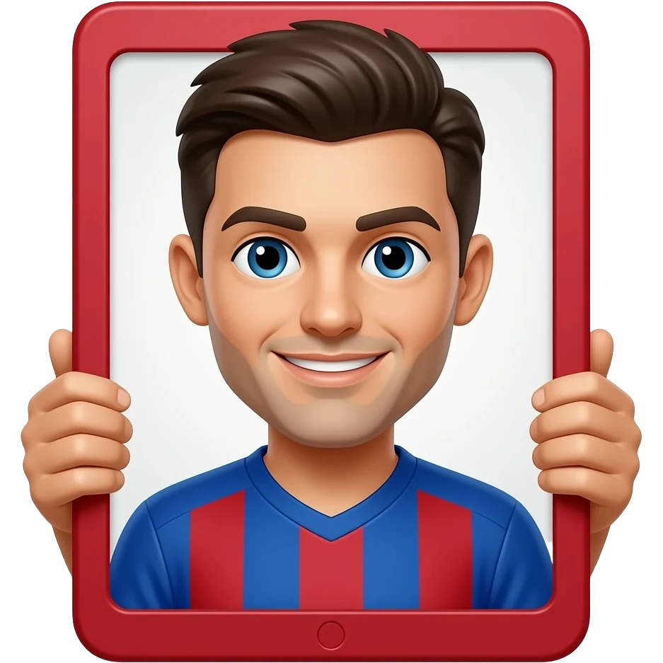 SOCCER PLAYER WITH A RED AND BLUE TRADITIONAL TABLET emoji