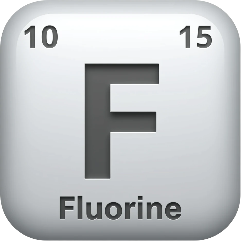 the letter F from the periodic table, white background, bold and simple design emoji