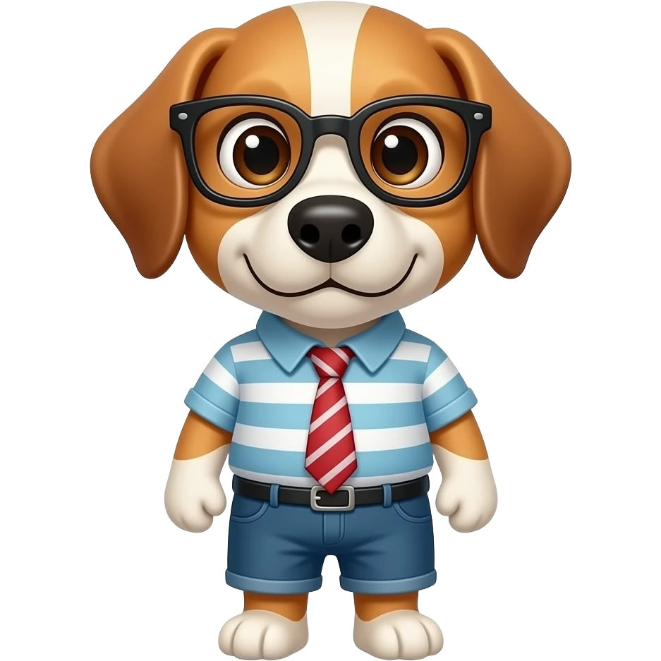 a waist shot of a dog with glasses on emoji