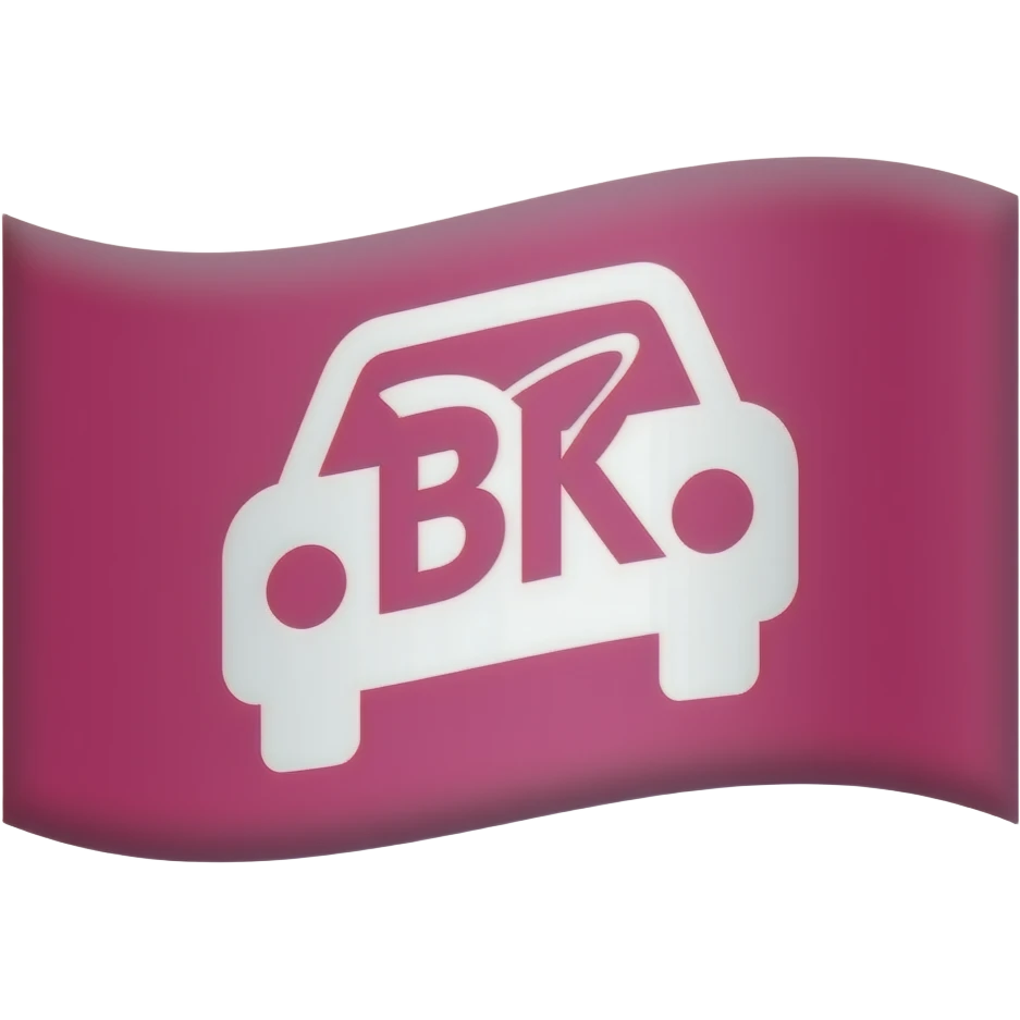 Rectangular pink Flag with brs party car symbol on in emoji
