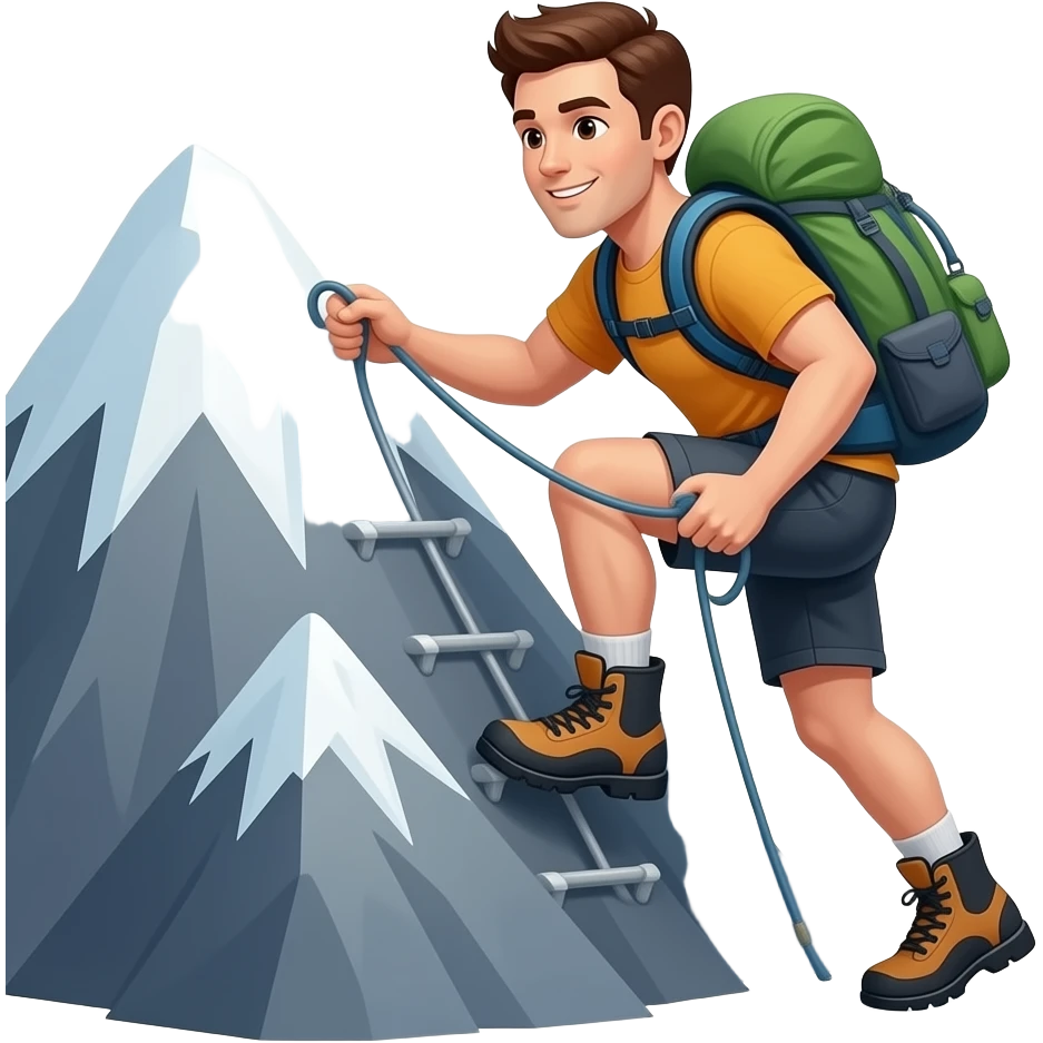 a man climbing a mountain emoji