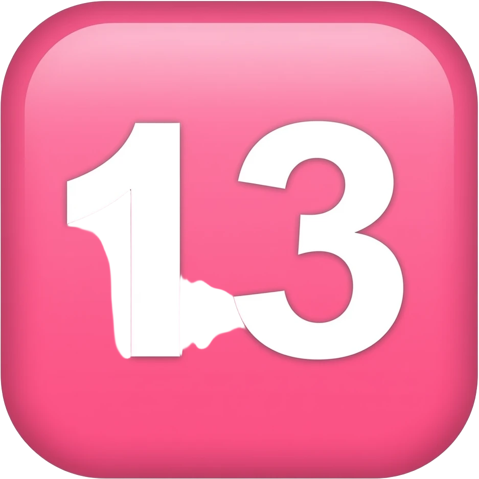 Цифра 13 на розовом цвете emoji