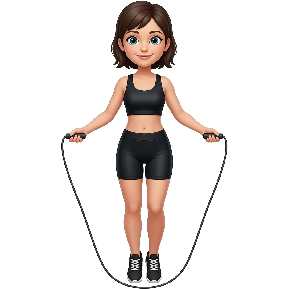 줄넘기 하는 검정색 옷을 입은 여자 emoji