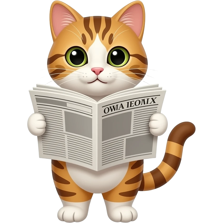 Cat reading newspaper emoji