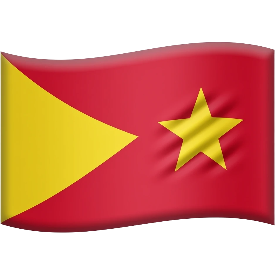 flag plain red background with a yellow triangle on the left size pointing east direction with a yellow 5 pointed star next to tbe triangle on the right tilted at a 45 degreee angle, make the star tilt and unstraight make the star point north east emoji