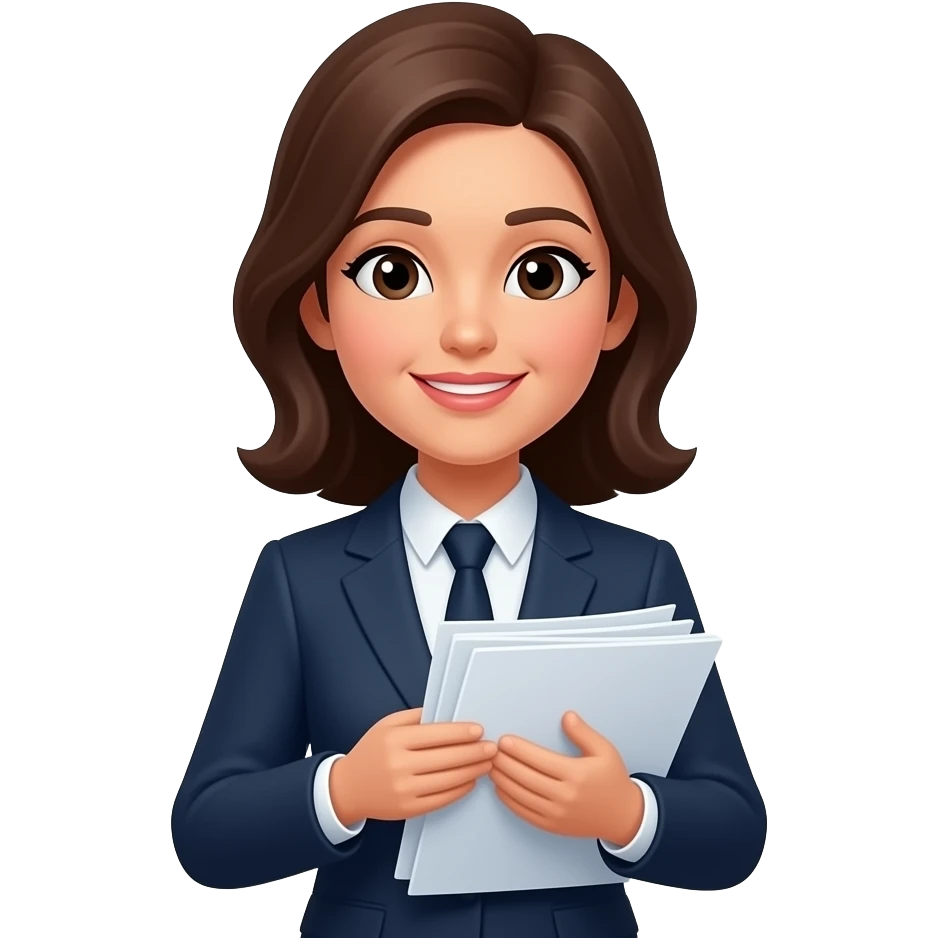 lawyer woman with libra , paragraph simbol around the head and  documents in hands emoji