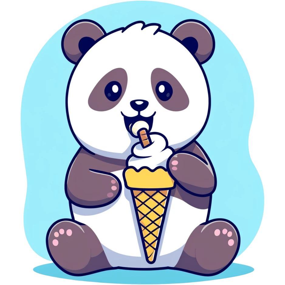 Panda eating ice cream emoji