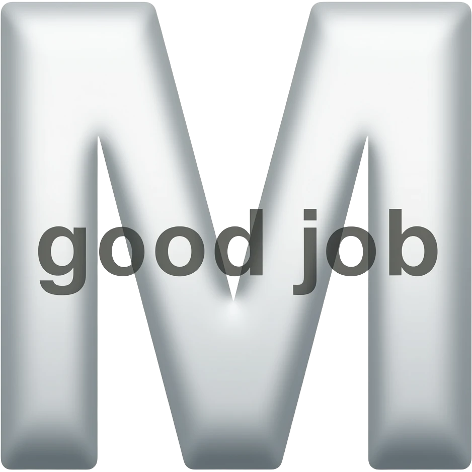 De letter M met daarin verwerkt goed gedaan op de poten van de letter M emoji