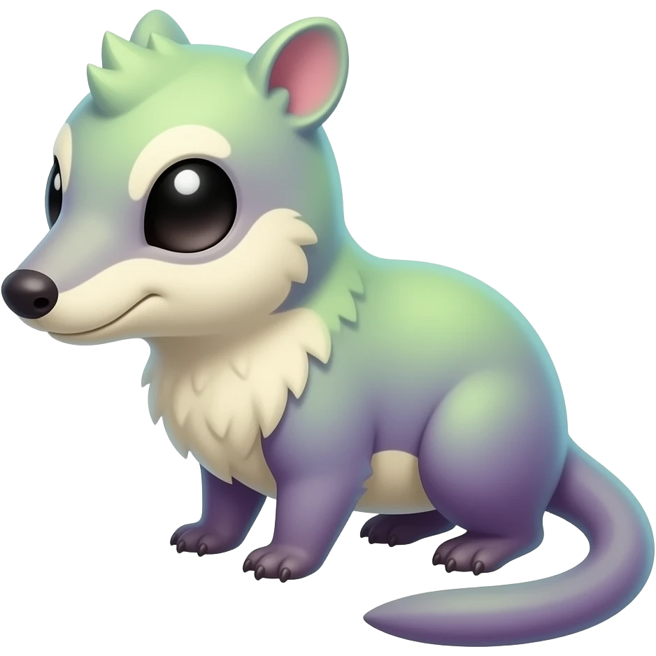Iridescent Neon Lime-Green-Magenta-gradients Minccino-Numbat-Sergal-fusion-hybrid-animal-creature, full body emoji