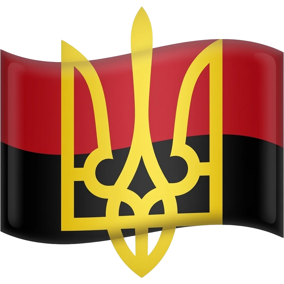 red on the top and black on the bottom with ukraine symbol emoji