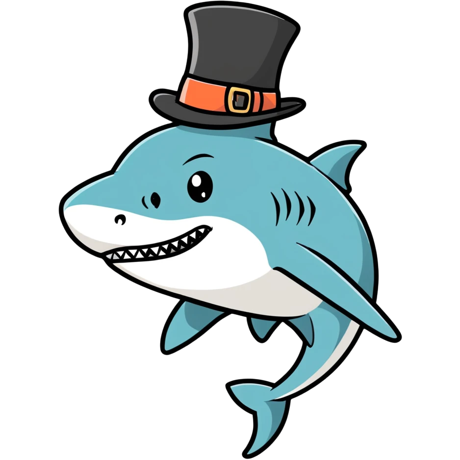 Shark with a top hat emoji