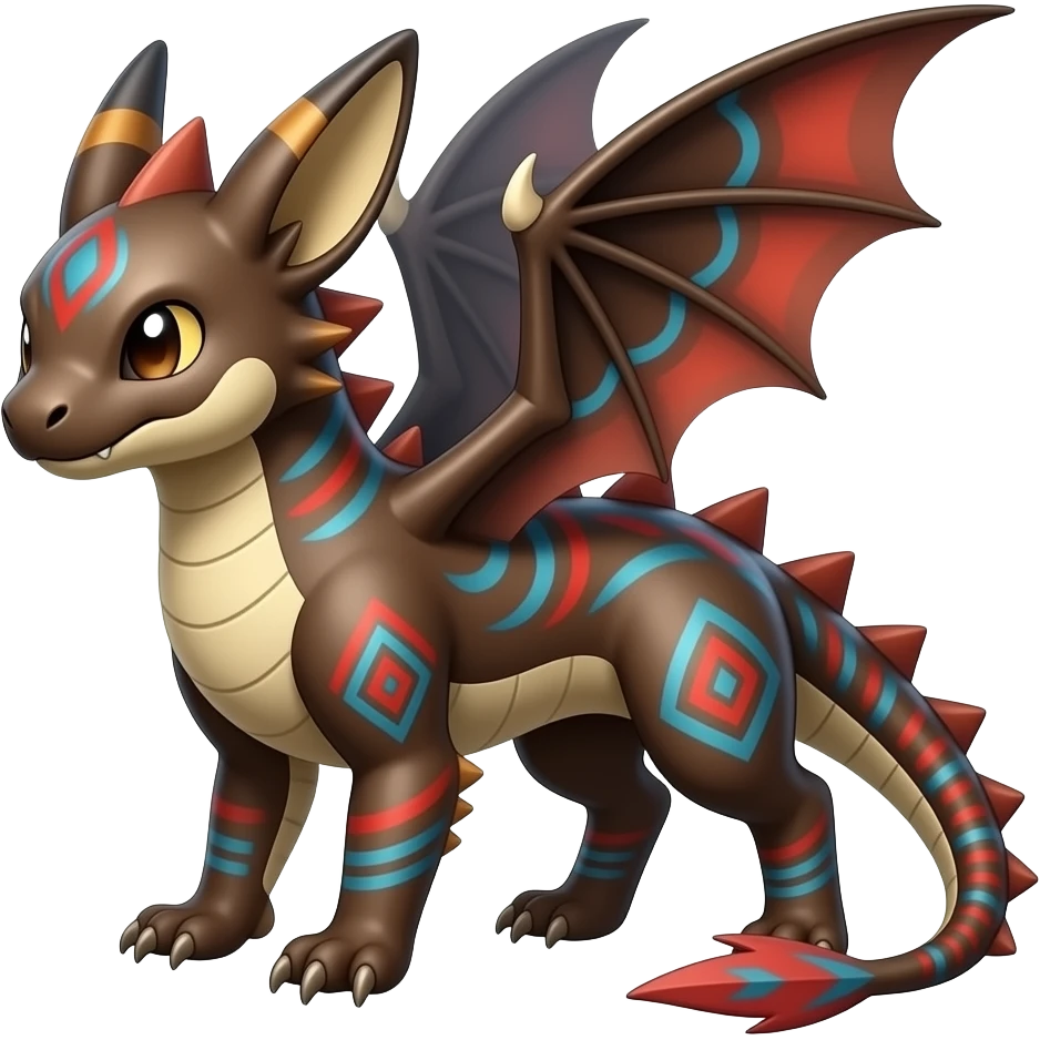 scaly shiny feathered spiky patterned tribal-patterned digitigrade quadrupedal Red and blue Vaporeon-Salandit-Toothless-hybrid emoji