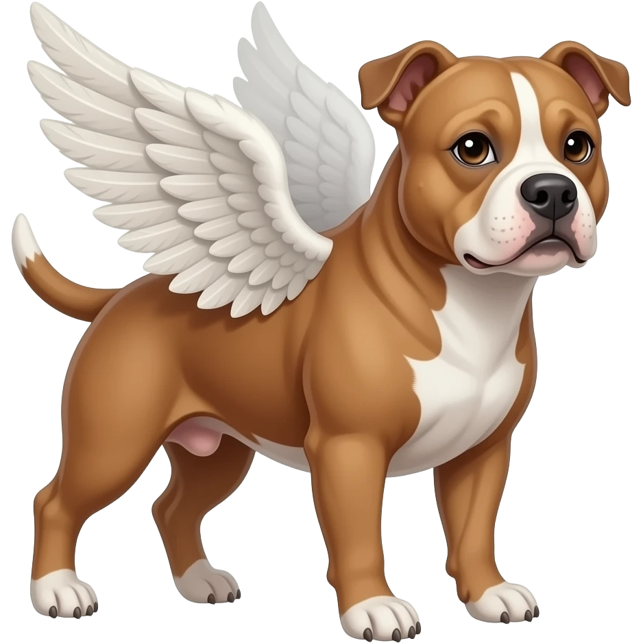 brown american staffy with wings emoji
