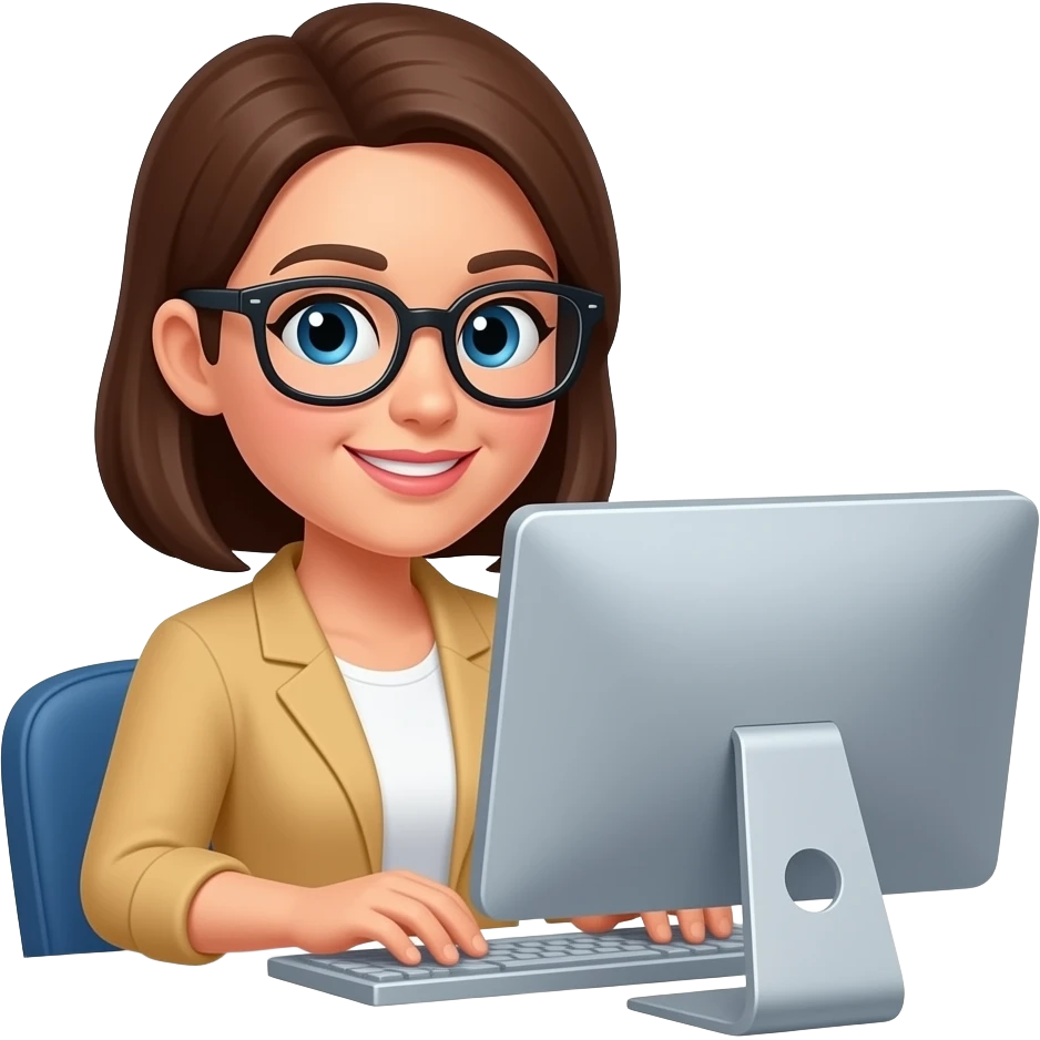 nujer de lentes en computadora emoji