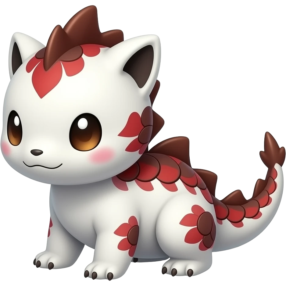 Cute cool scaley white red dark-brown animal hybrid Fakemon full body emoji