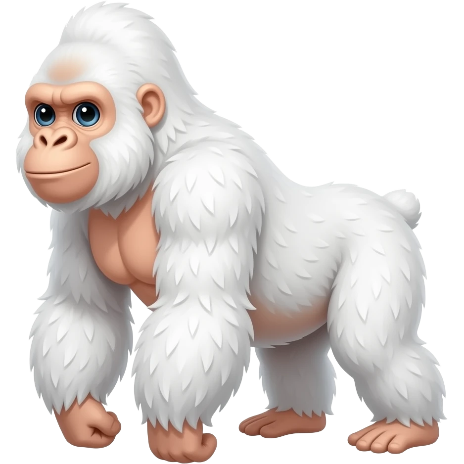 A white gorilla with white fur and pinkish tan skin emoji
