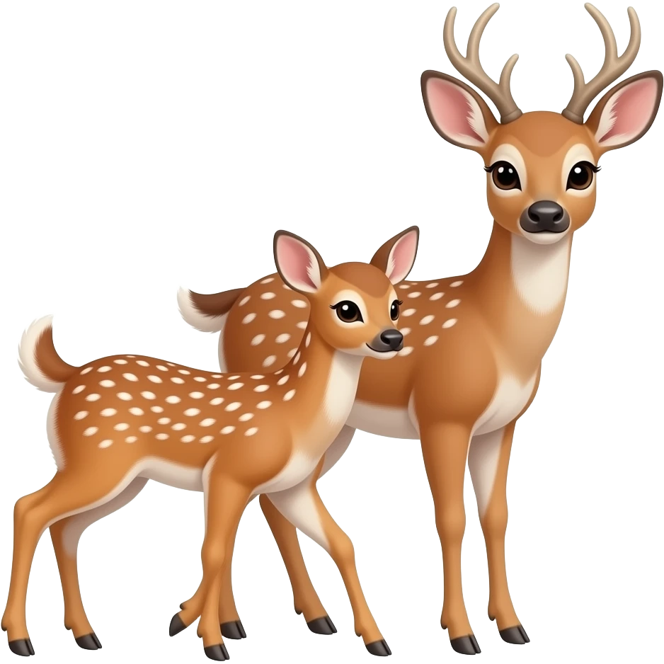 Deer mom no horn and fawn emoji
