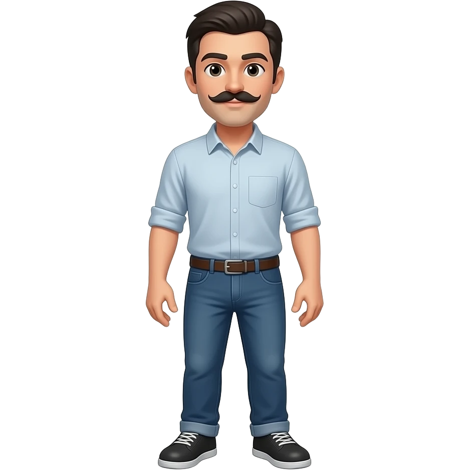 black hair and moustache figure with body complete the arms and legs emoji