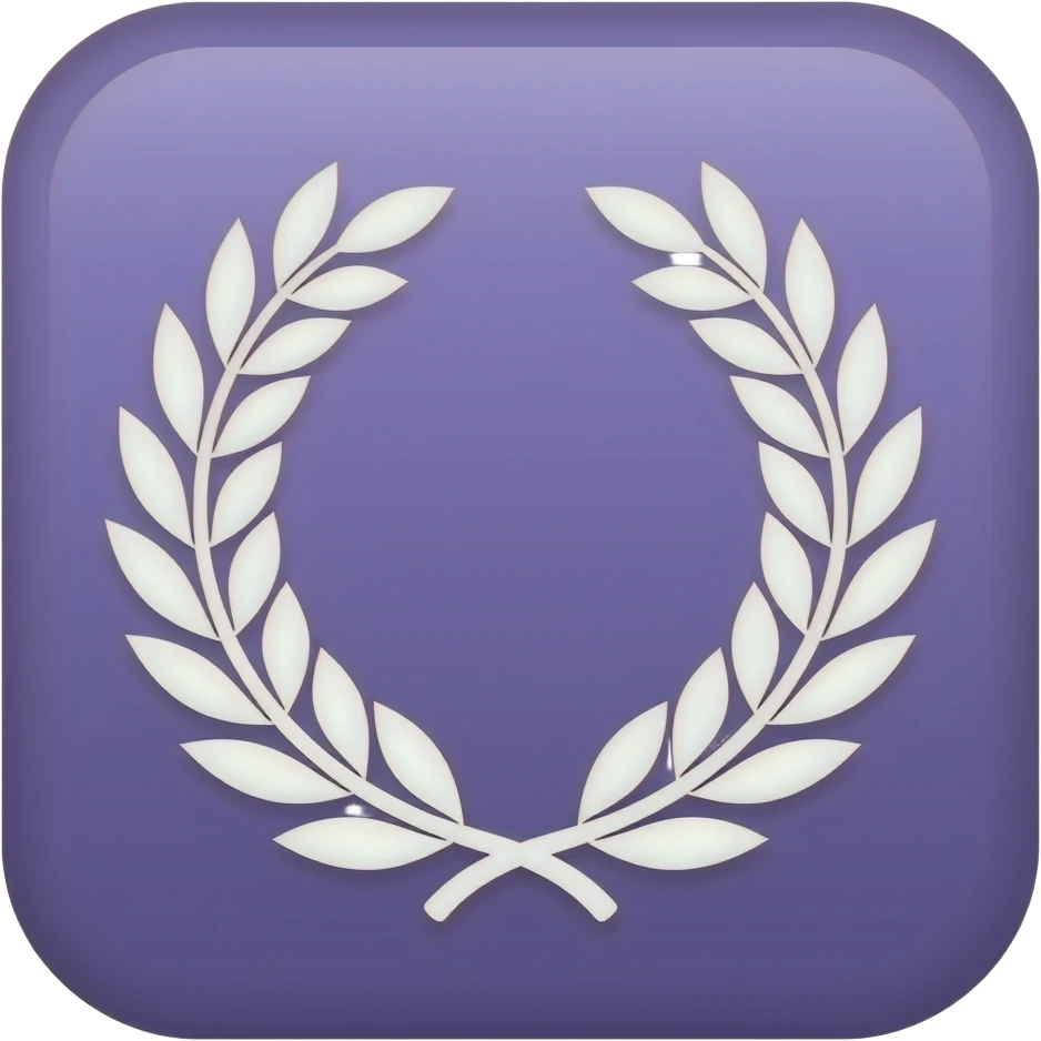 White outline Laurel Wreath  purple square background emoji