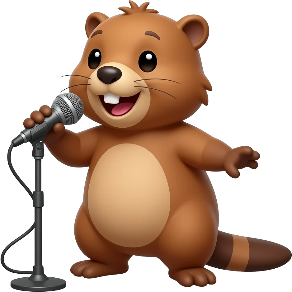 beaver singing with mic emoji