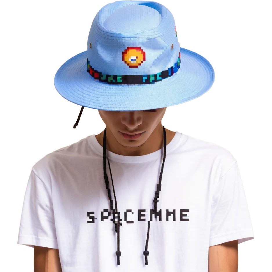 Синяя спортивная панамка со шнурком и надписью SPACEME, no background emoji