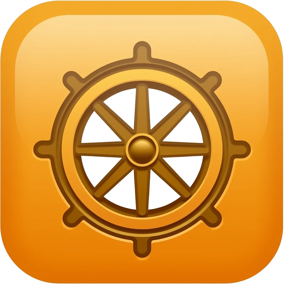 orange ios style files icon with Buddhist wheel logo in middle emoji