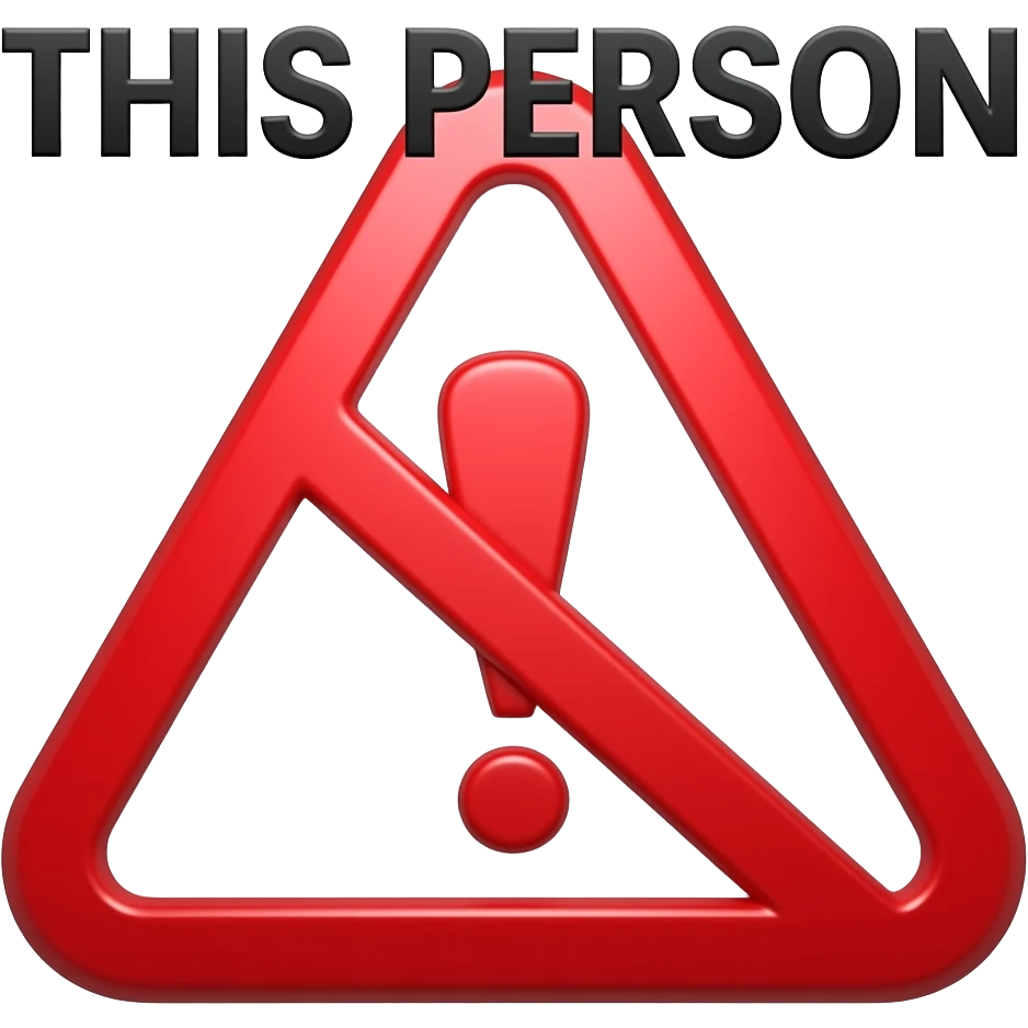 twitch emote text only, “ТОЗ ЧОВЕК” with giant red warning symbols, alert aesthetic, chaotic relationship red flag vibe, transparent background emoji