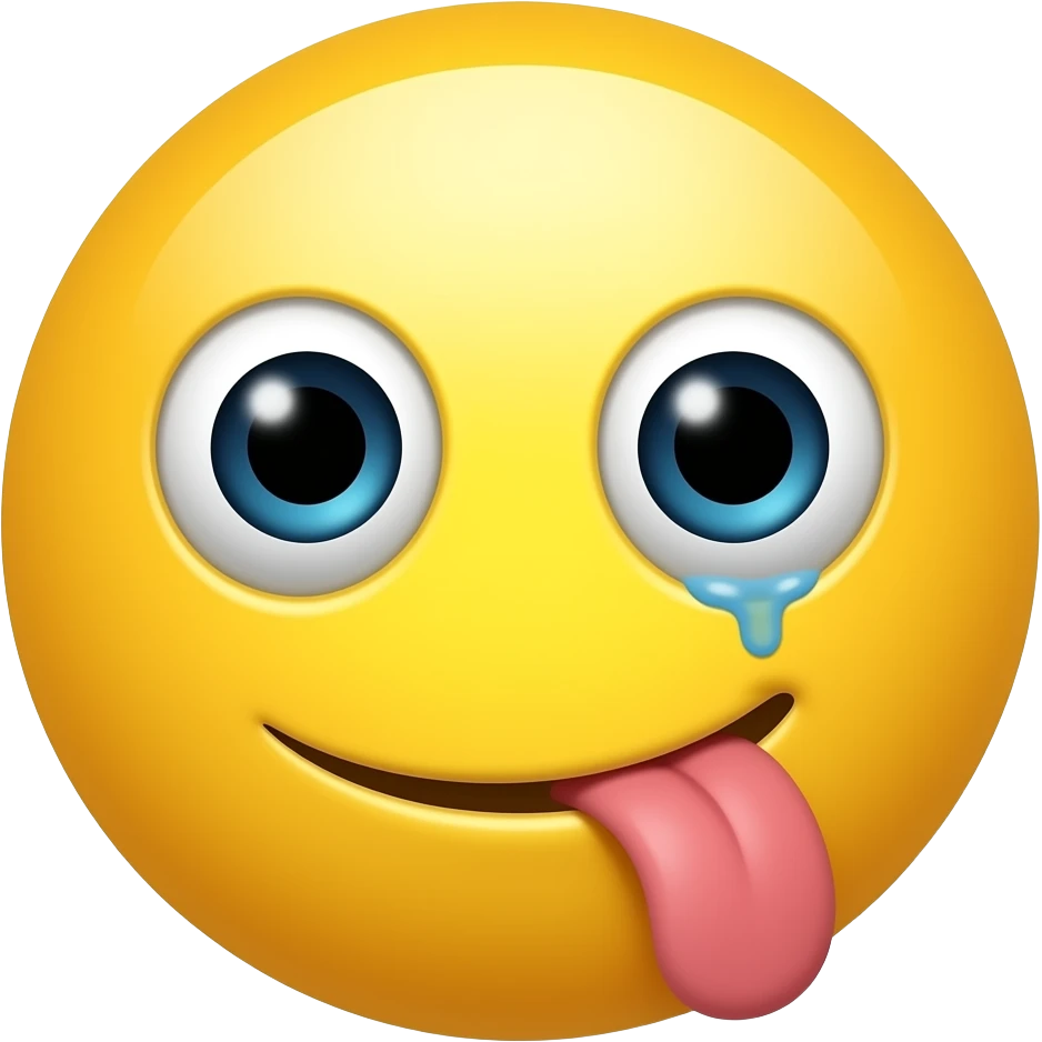 A circle yellow with tongue hanging down drooling looking like he is stupid emoji