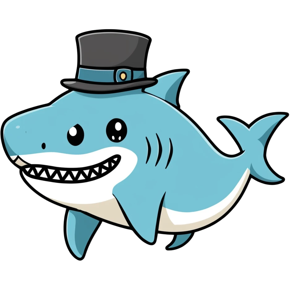 Shark with a top hat emoji