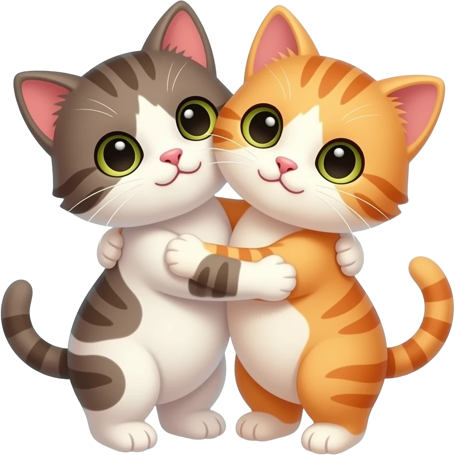 2 kittens hugging emoji