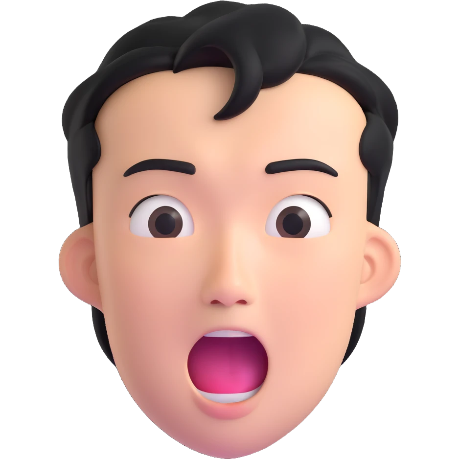 Asian man with a semi-open mouth, surprised expression emoji